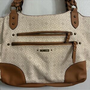 Rosetti Cream Tote with Tan Trim and Braided Handles